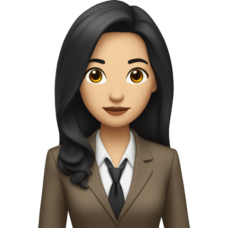 Female defense attorney with long black hair with brown suit emoji