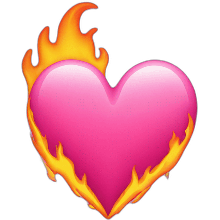 Pink heart with flames emoji