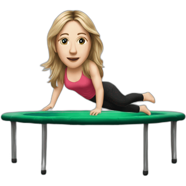 Victoria Coren-Mitchell on a trampoline with the Real IRA emoji