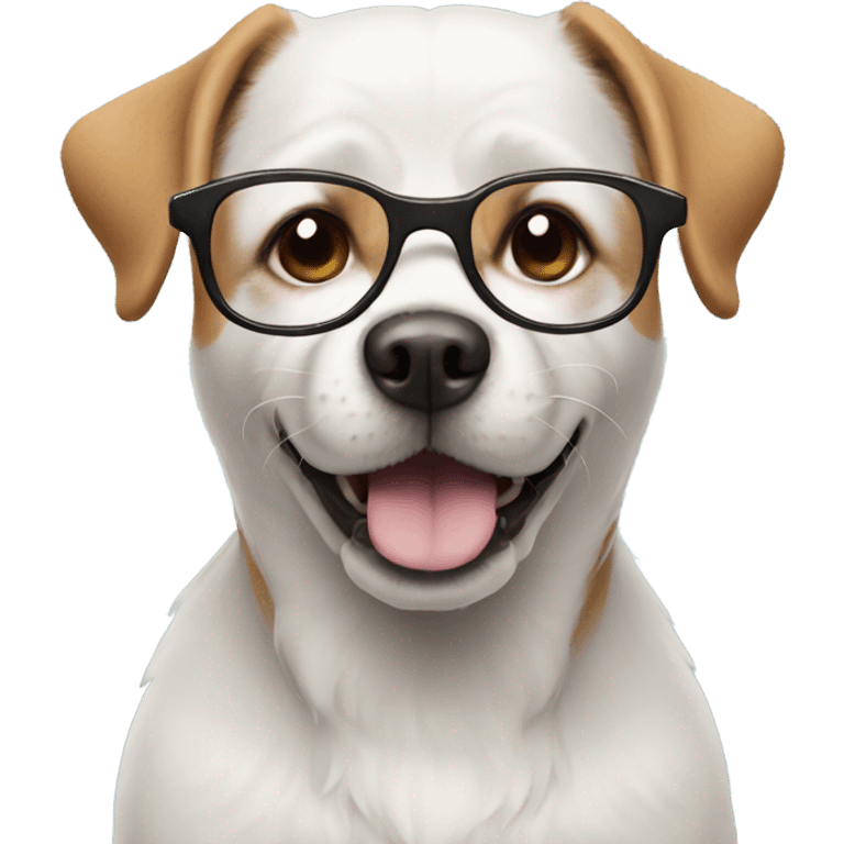 Dog wearing glasses emoji