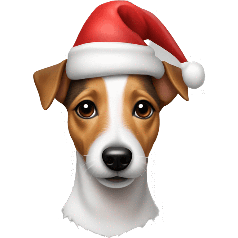 Jack Russell Terrier with a christmas hat emoji