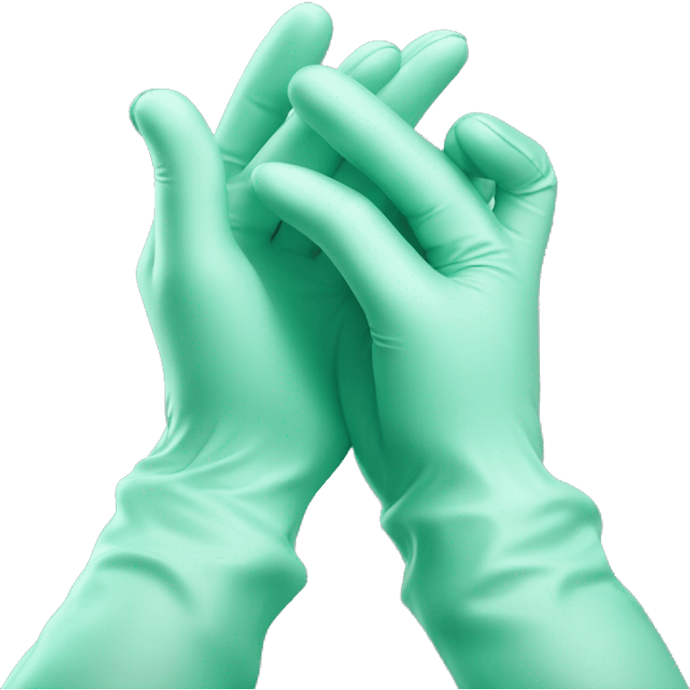 Realistic mint green latex gloved hands isolated.  emoji