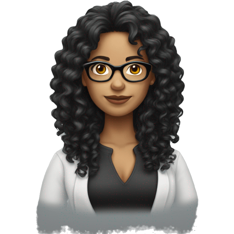 Latina long curly hair black glasses emoji