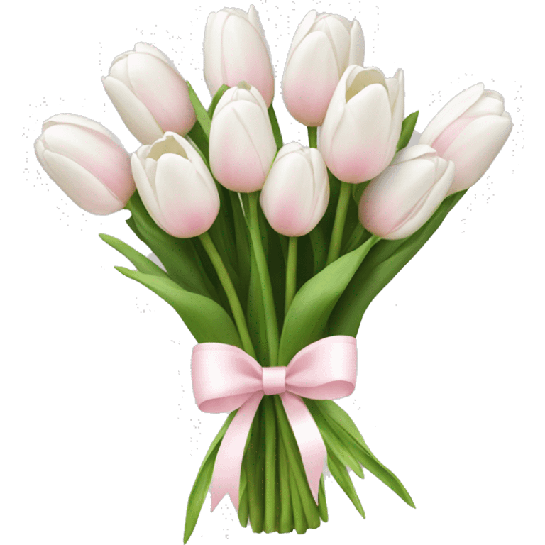 White tulips bouquet with light pink bow  emoji