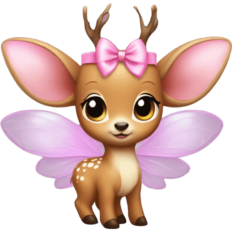 baby deer with fairy wings and a pink bow around its neck  emoji