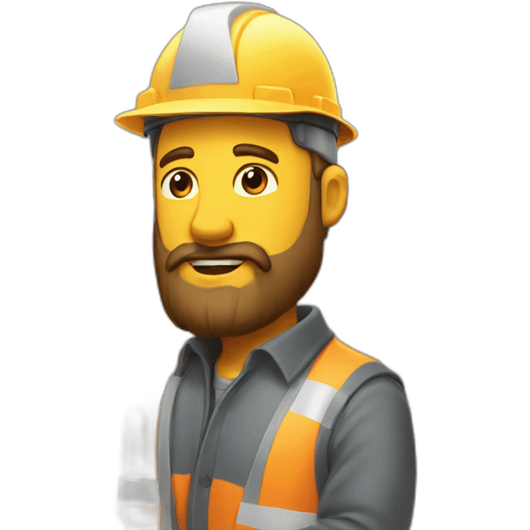 construction worker with a beard in bulldozer from bird perspective emoji