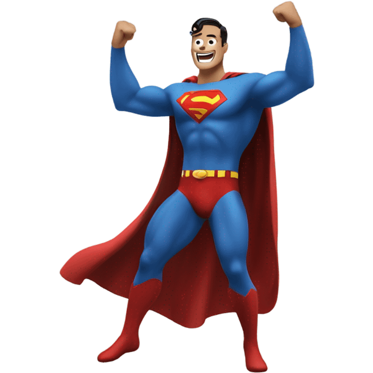 Superman doing a super dance and is super happy emoji