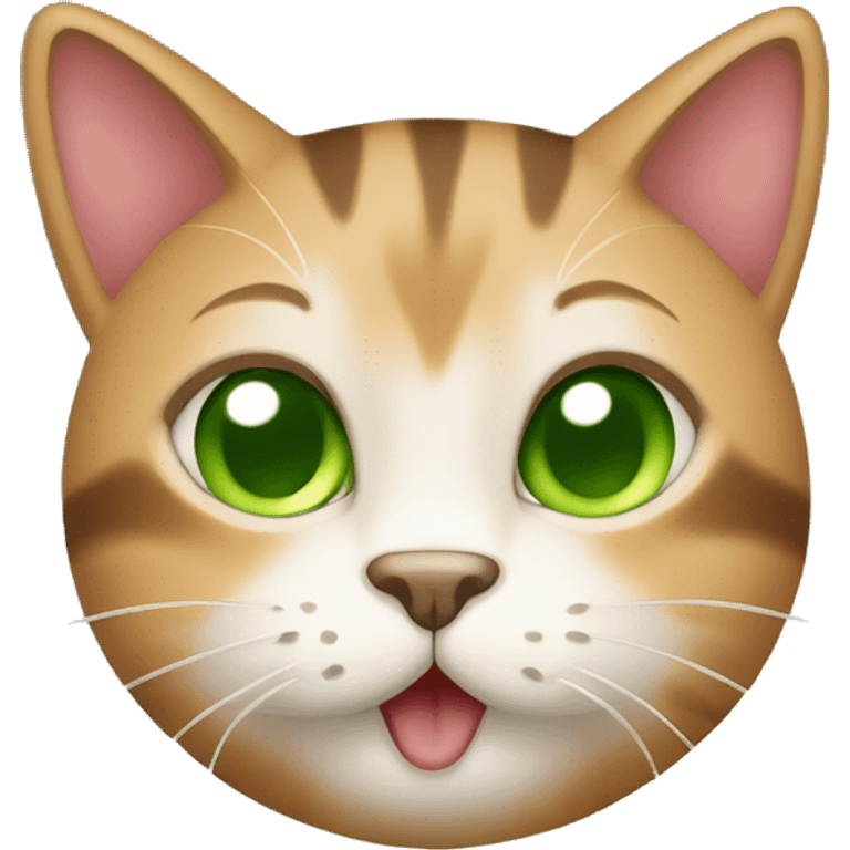 a smeely cat, brown cute cat, smell reference like green smoke, apple iOS emojis style emoji