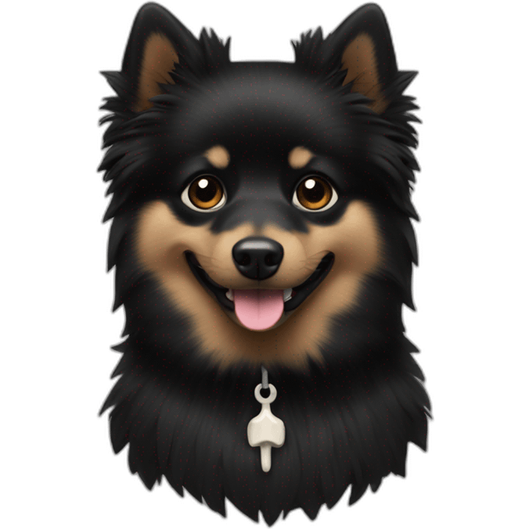 Little black spitz with bones emoji