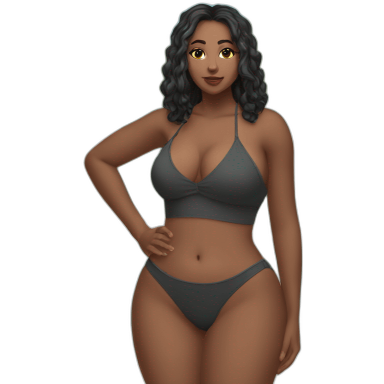 Slim-Thicc caucasian woman swimsuit posing emoji