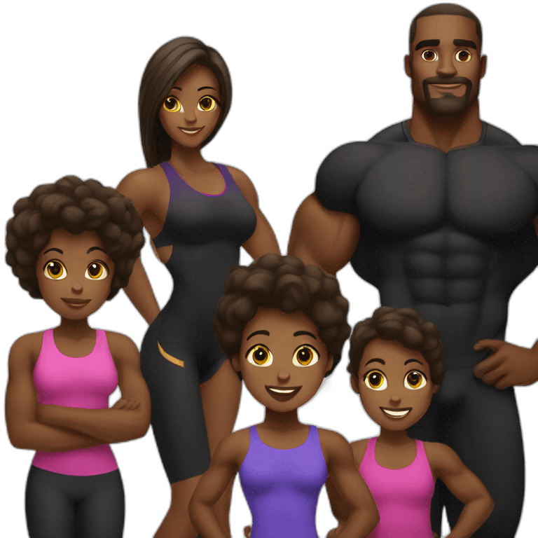 Black body builder family  emoji