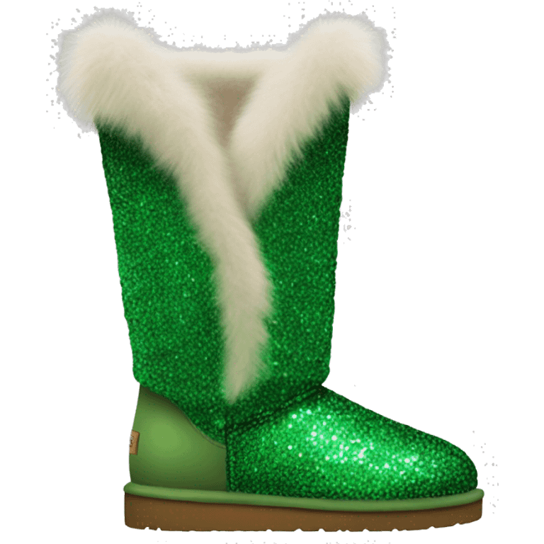 Realistic green Sparkle glitter and fur Ugg boots. emoji