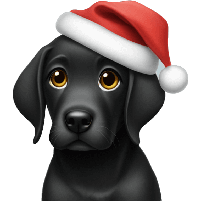 Black Lab puppy santa hat  emoji