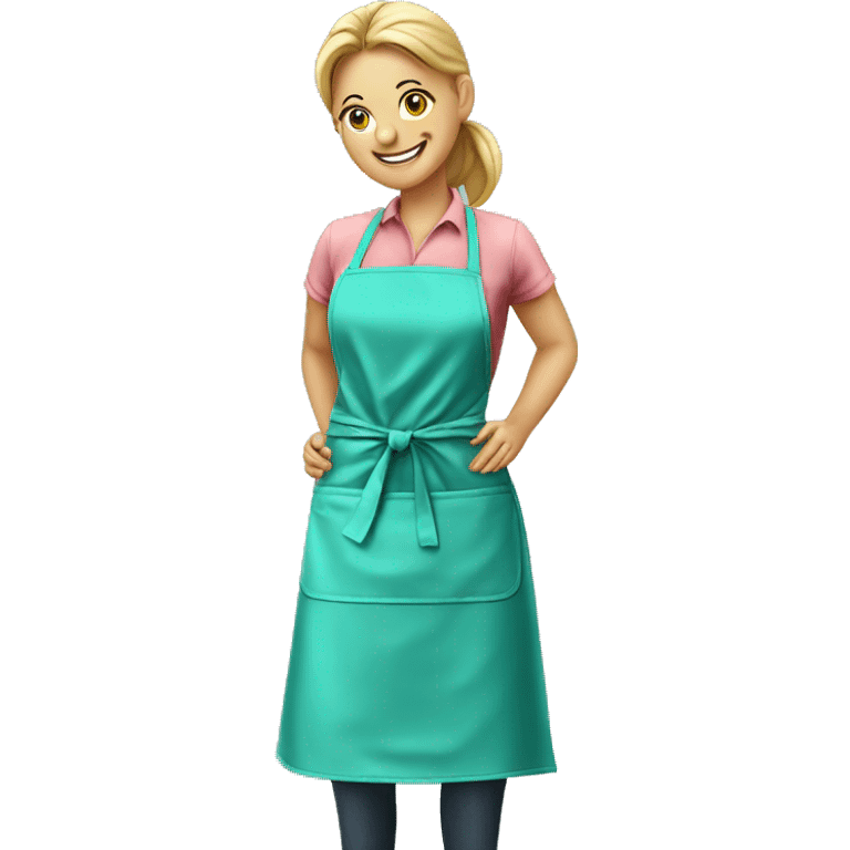 Realistic isolated light teal kitchen apron tied in the front. emoji