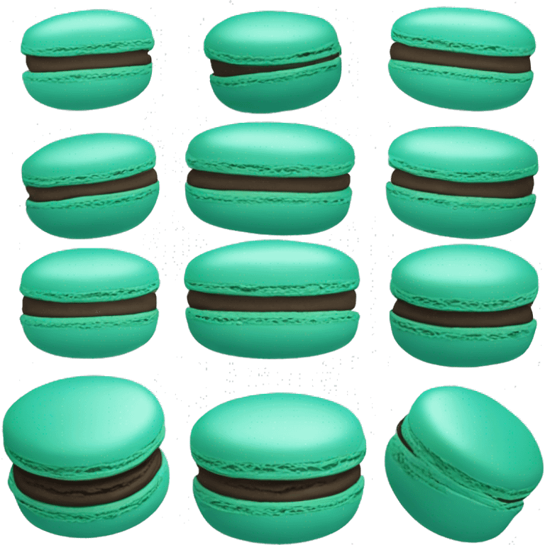 Realistic dark turquoise macaron with mint green filling. emoji