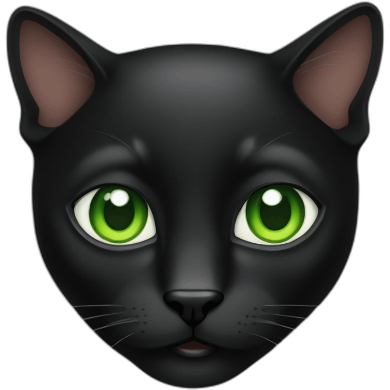 an adult black cat with green eyes emoji