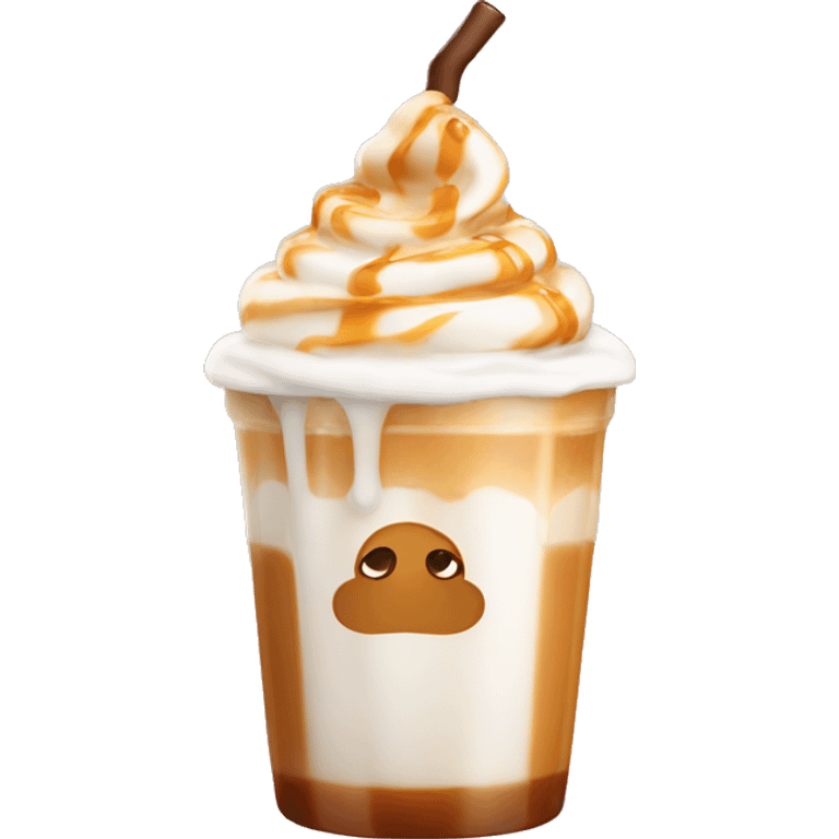 Iced caramel macchiato with cold foam cute and girly emoji