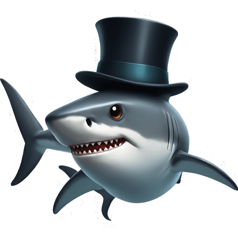 Shark with a top hat emoji