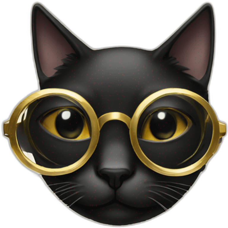 Black-cat-with-gold-framed-circular-glasses emoji