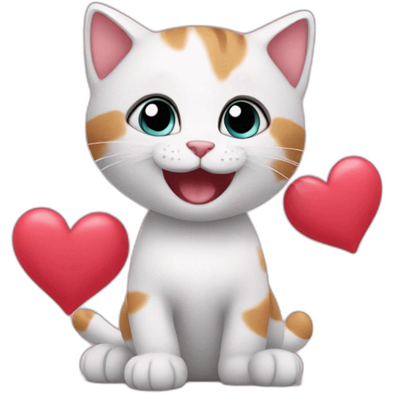 very excited kitten with hearts around  emoji