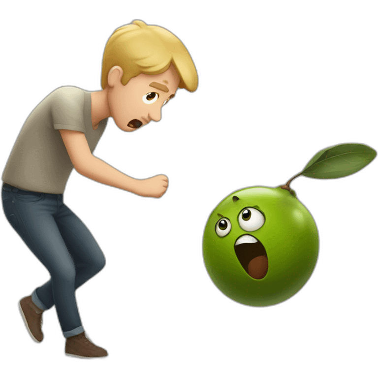 Olives falling over a scared white guy emoji