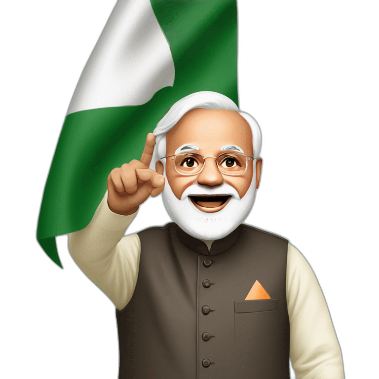 hyper realistic narendra modi waving pakistan flag emoji