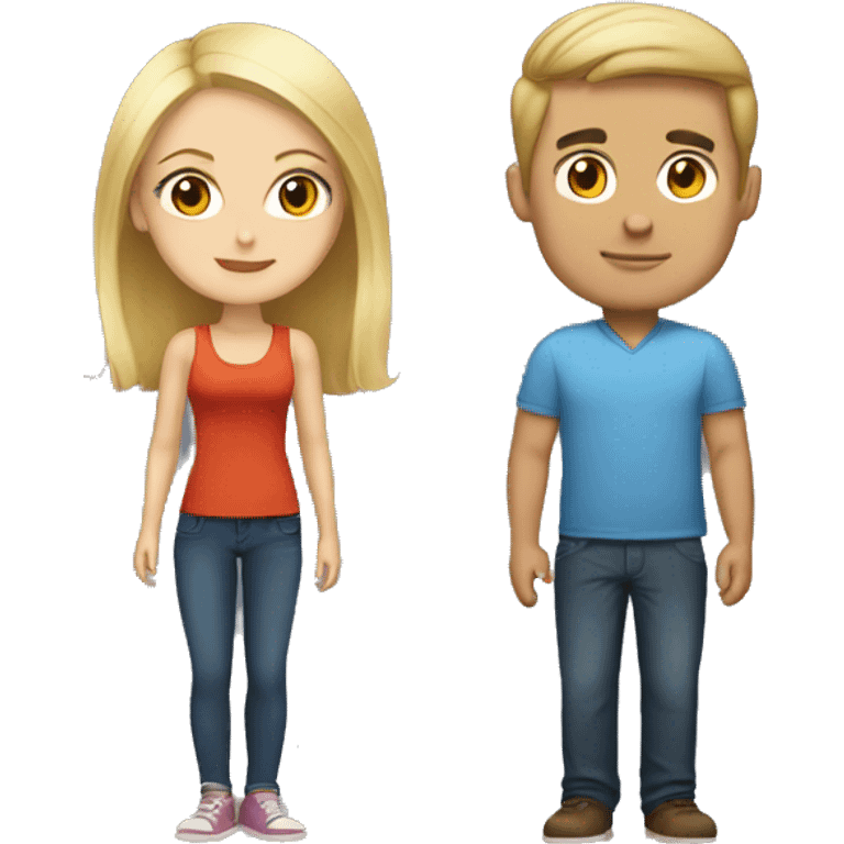 Blonde tall guy and a short brunett girl emoji