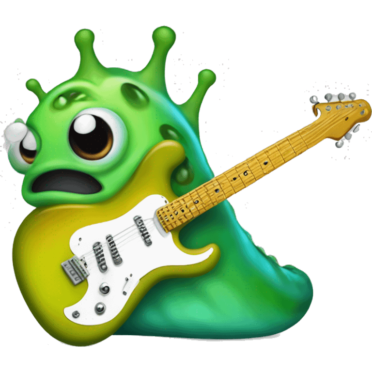 a slimy slug with an electric guitar emoji