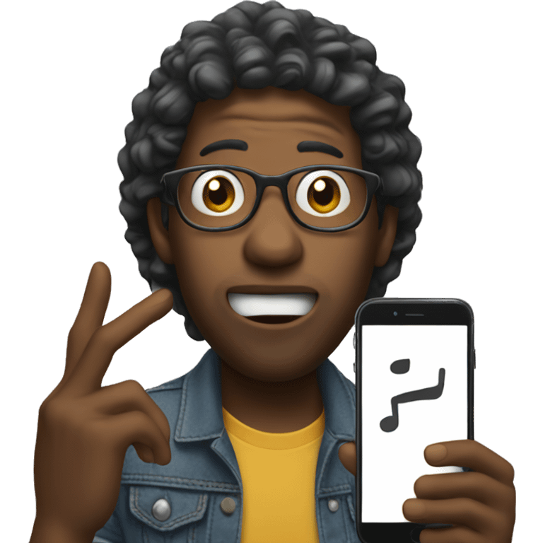 Musician surprised holding his phone emoji