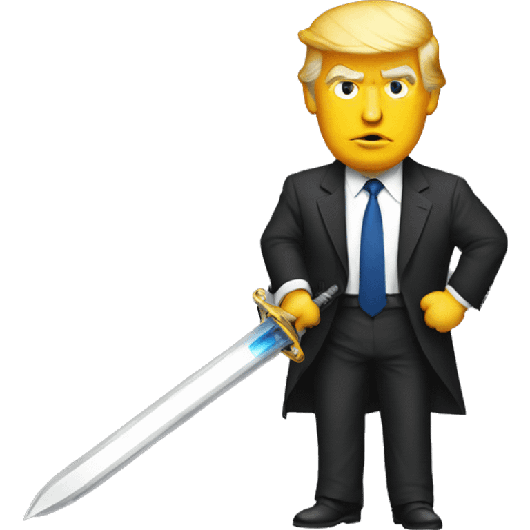 Trump with a saber emoji