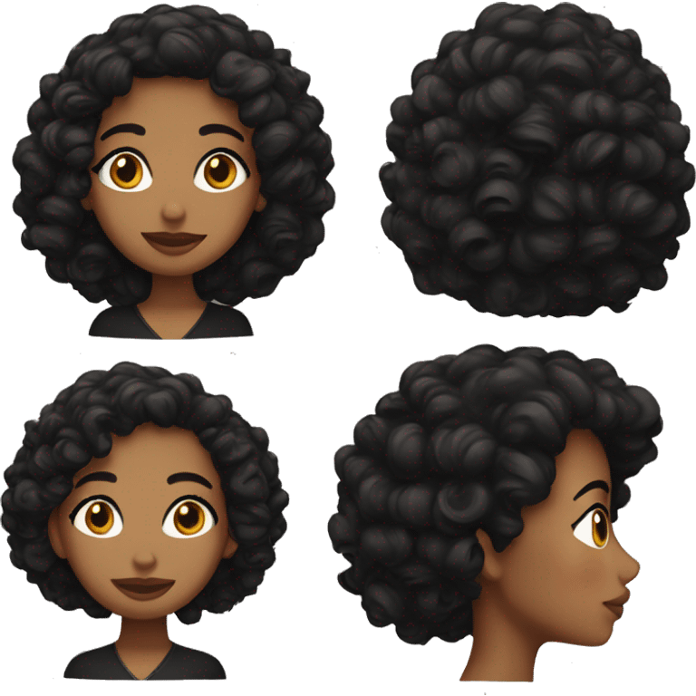 Head, dark Tan skin woman, thick curly black hair , dark eyes emoji