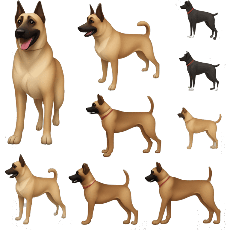 Walking two dogs Belgian malinois and Anatolian shepherd emoji