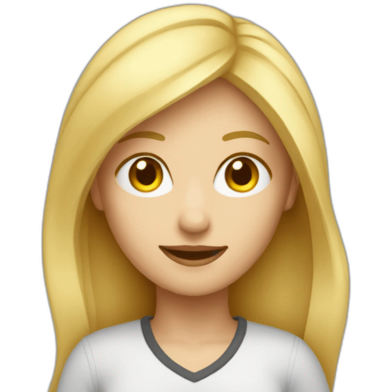 blond girl ux designer with laptop emoji