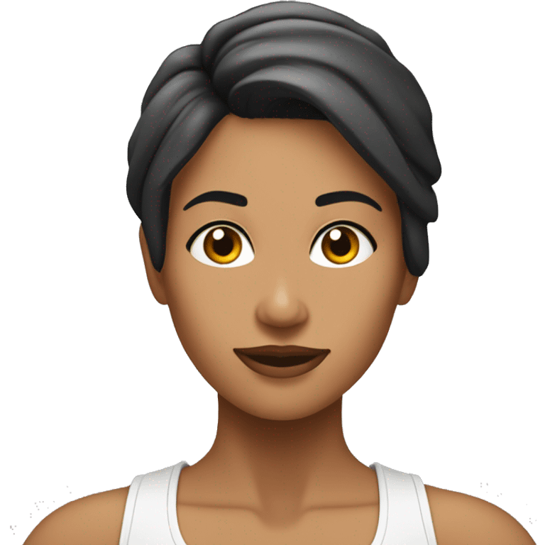 Mujer blanca cabello negro súper fitness emoji