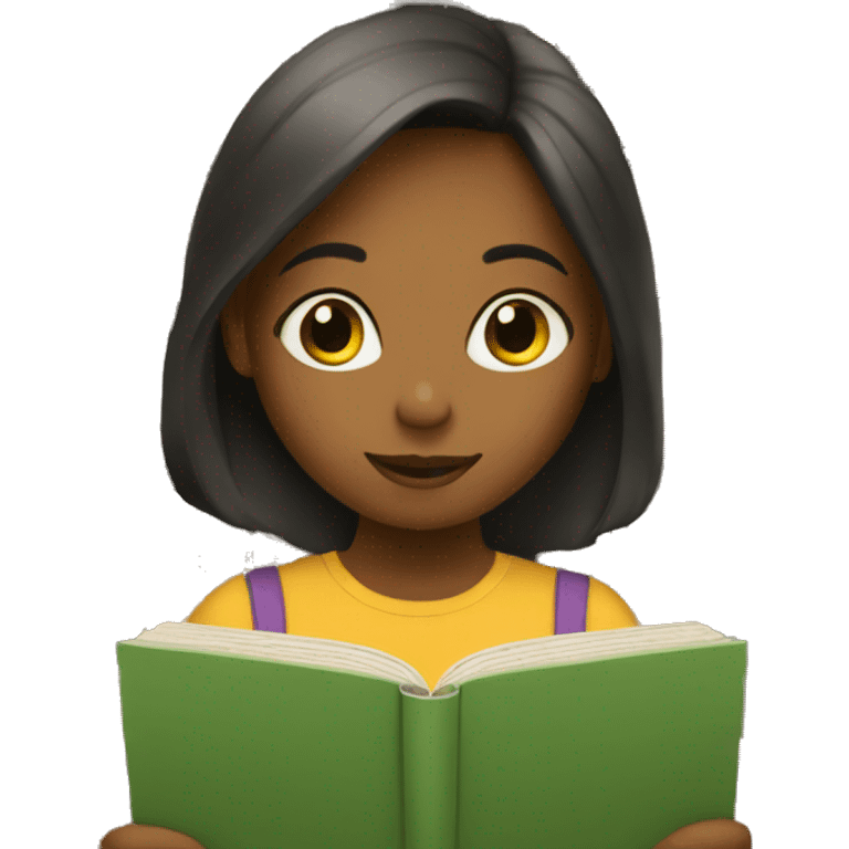 Girl reading at a library emoji