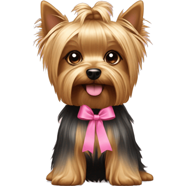 Yorkshire terrier with a little pink ribbon  emoji