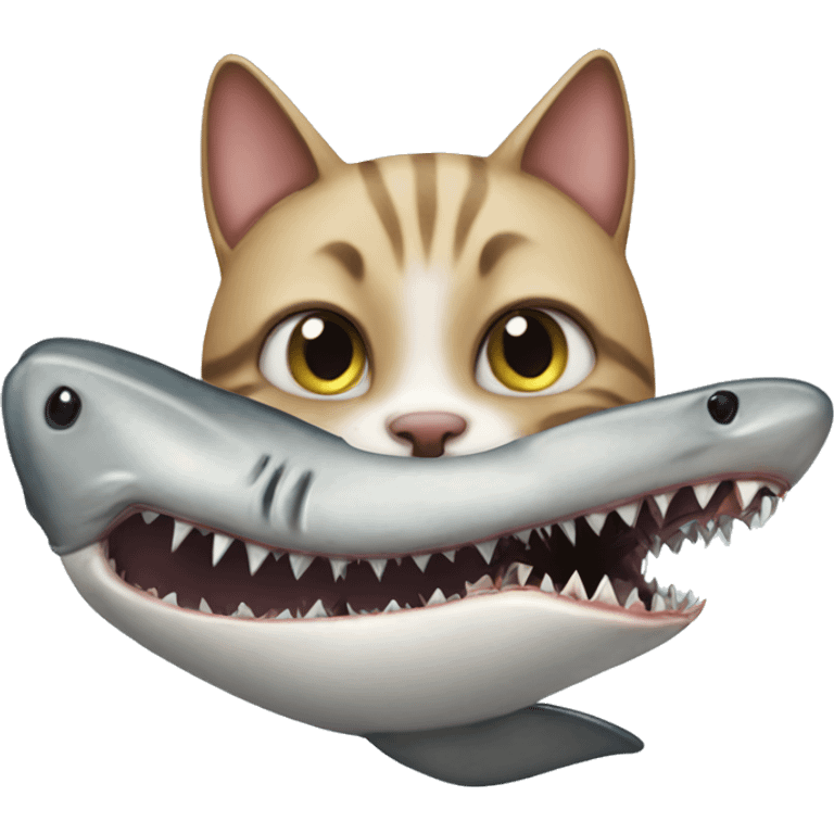 Cat eating shark emoji