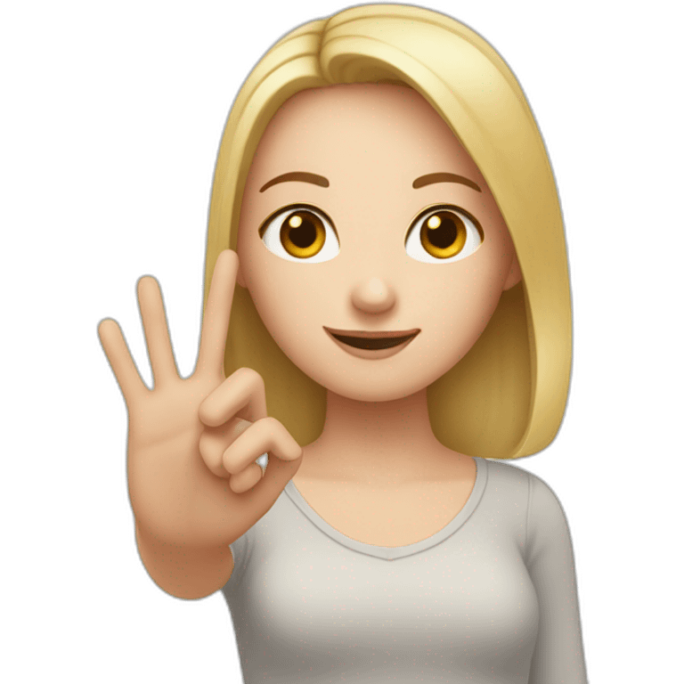 white girl showing three fingers on one hand emoji