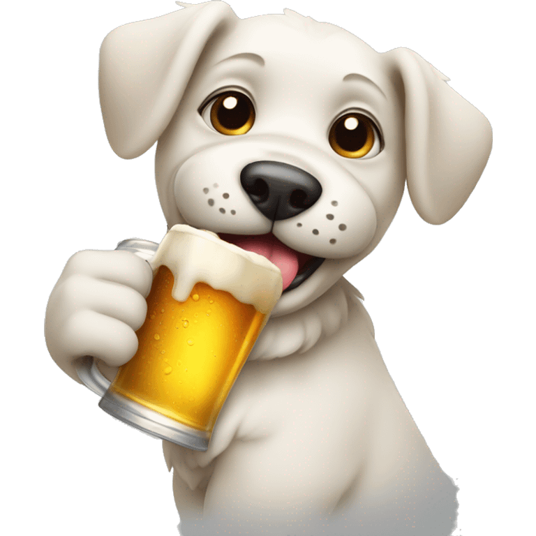 Drunk cute dog with Beer emoji