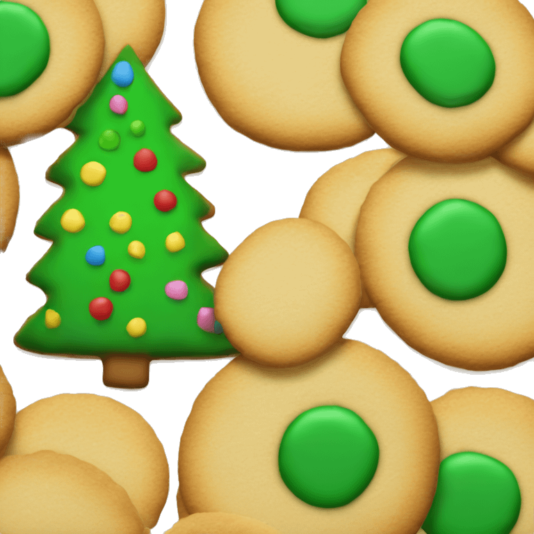 Just One simple Round plain cookie no chips with a green Christmas tree in the center top very basic emoji