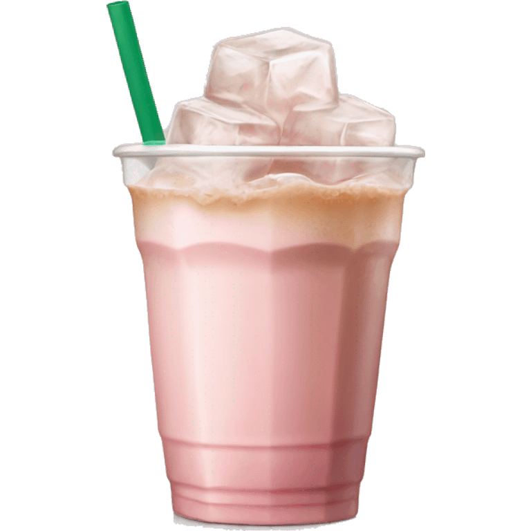 light pink starbucks ice coffee with ice cubes emoji