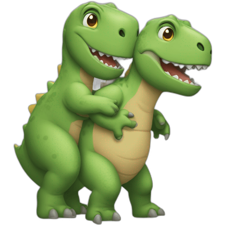 Dinosaurs hug emoji