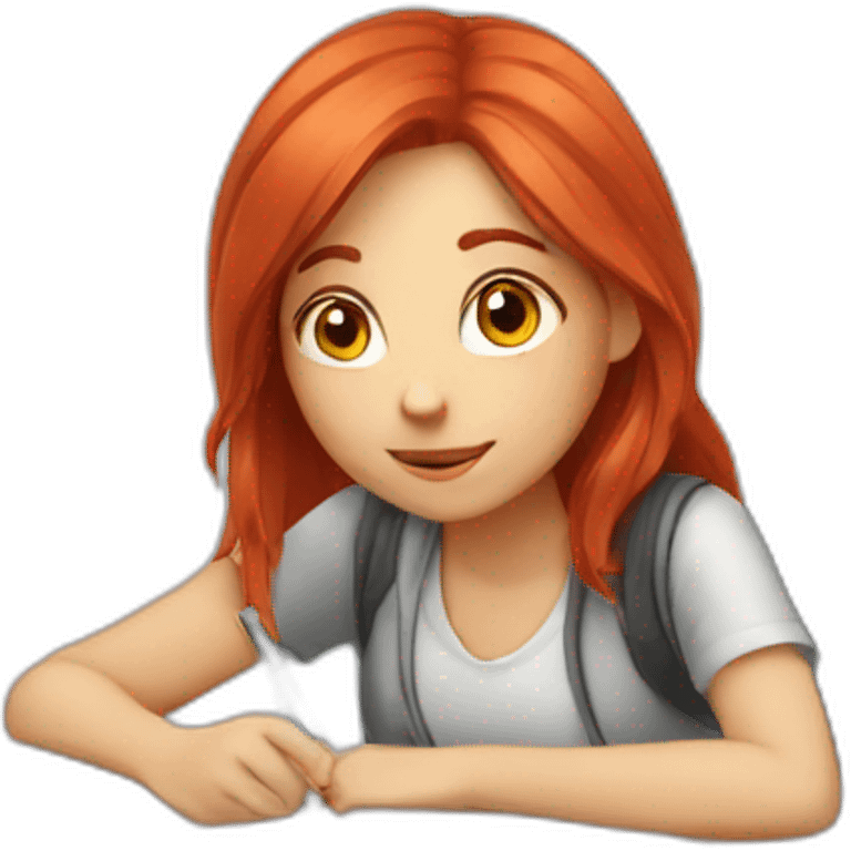 Girl with red hair studying  emoji