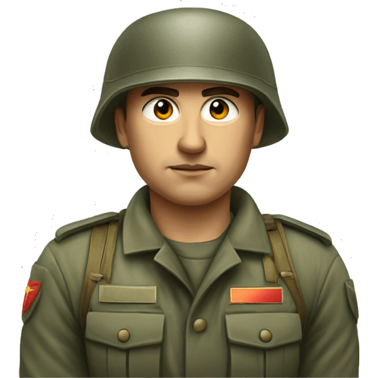 realistic ussr soldier serious with military takes emoji