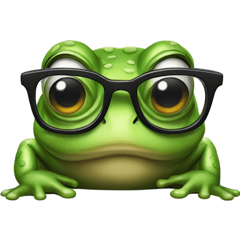 Frog with glasses going shhh emoji