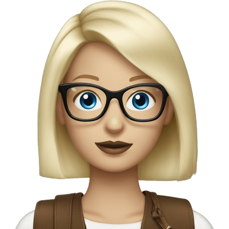 Blonde girl blue eyes and glasses with Prada bag emoji