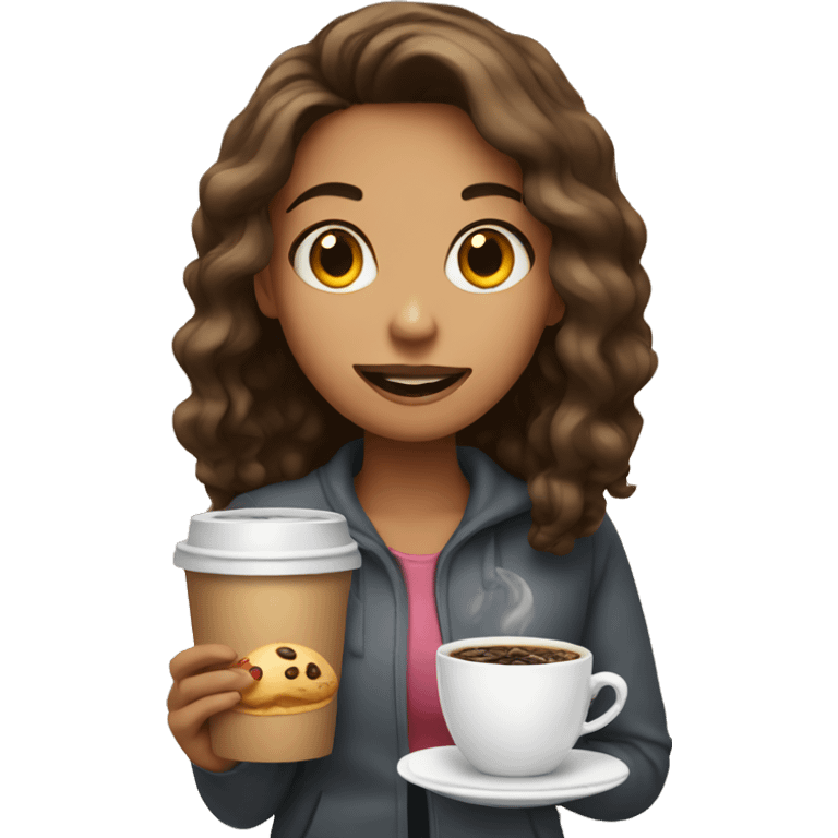 girl with food and coffee emoji