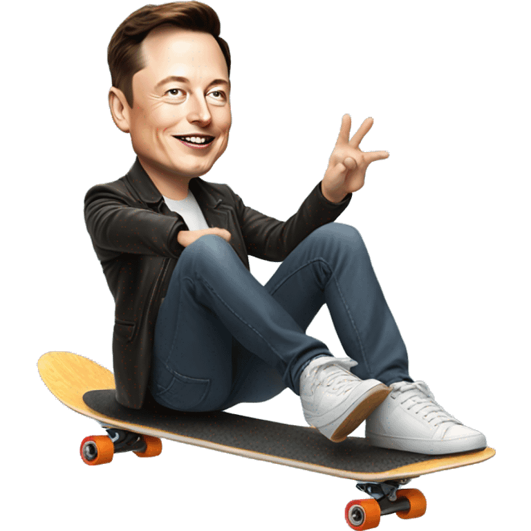 elon musk riding a skateboard while flipping us off emoji