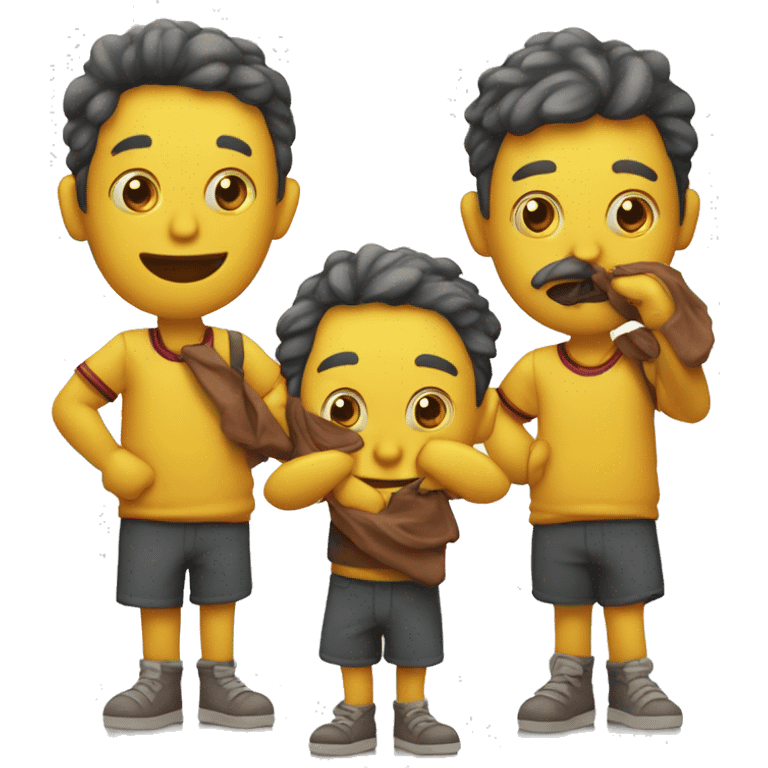 trio de enanos amarillos masticando con la boca abierta  emoji