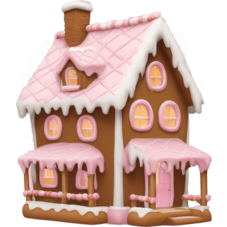 Ginger bread house with light pink touches emoji